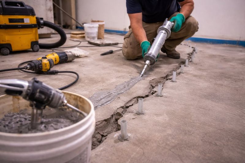 Cracked Basement Floor Repair in Gainesville, VA