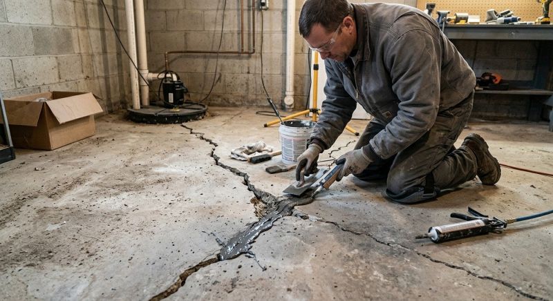 Cracked Basement Floor Repair in Gainesville, VA