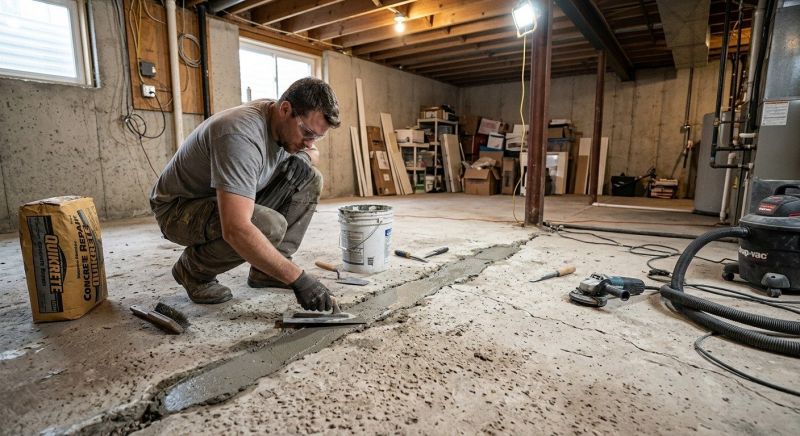 Cracked Basement Floor Repair in Gainesville, VA